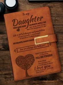 Engraved Bible Verses A5 Notebook - Perfect Religious Gift For Daughter, Hard Cover Imitation Leather Notebook - Brown - View 1