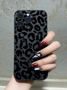 1 pieza Funda protectora de teléfono a prueba de caídas y antideslizante con estampado de leopardo compatible con iPhone, Honor, Redmi, Galaxy, resistente al agua, a los golpes y a los arañazos - Negro - Ver 5