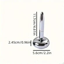 2 件/套男士磁悬浮圆珠笔套装 - 符合人体工程学的金属桌面玩具，带按扣盖的塑料支架，椭圆形，中号笔尖，杆状结构，适用于办公和学校用品，非常适合圣诞节、学校季节和派对礼物 - 銀色 - 查看 4