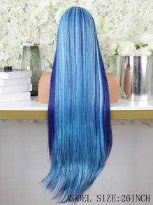 13X4 Lace Frontal Synthetic Straight Wigs Transparent Highlight Grey Ombre Color Women Cosplay Daily Prepluck Baby Hair Hairline