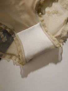 5 条装女士法式无缝蕾丝内裤性感舒适透气桑蚕丝裆中腰长裤