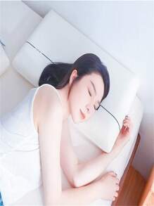 1pc Gel Memory Foam Pillow, Suitable For Stomach And Back Sleepers - Thin, Flat Design For Neck Alignment And Deep Sleep - White - View 7