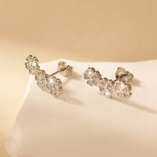 18K GOLD PLATED FLOWER TRIO EARRINGS - 銀色 - 查看 5