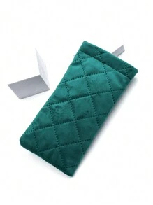 1pc Quilted Stitch Velvet Glasses Pouch, Soft Squeeze Top Case Eyeglasses Case - Multicolor - View 13