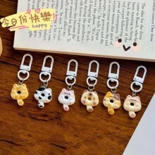 6个可爱猫咪甜甜圈造型钥匙扣，趣味卡通食物挂件，包包挂饰，情侣/闺蜜/车内装饰，哥特风/Y2K风/圣诞节主题，送给老师/朋友/姐妹的礼物创意