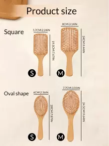 1pc Custom Carved Air Cushion Bamboo Comb, Personalized Hair Brush With Name, Customized Bamboo Hairbrush, Customizable Bamboo Hair Comb For Women, 2 Sizes:S /M, 2 Shapes: Square - Oval Shape, Cute Hair Brush, Spherical Tooth Comb, Suitable For Her, Bestie, Couple, Girlfriend, Daughter, Wife, Mother, Grandma, Colleague, For Gifts For Anniversary - Multicolor - View 4