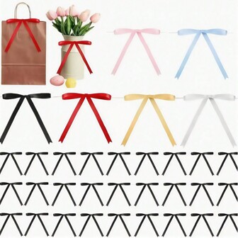 10/50 件 5x6 英寸丝带蝴蝶结，用于礼品包装、手工 DIY 礼品、婚礼、生日、派对、预制丝带蝴蝶结，用于树花环、蛋糕装饰、家居装饰、室内外装饰