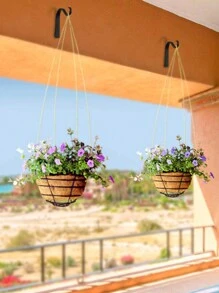 2pcs/1pc-Iron Wall Hooks For Hanging Plant Lanterns, Plant Hangers For Bird Feeders Fence Metal Brackets, Wind Chimes, Mason Jar Wall Sconces, Lightweight Outdoor Indoor Rustic Home Decor - Black - View 5