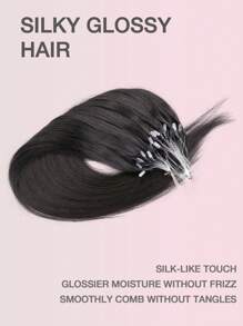 Micro Loop Hair Extensions Premium Human Hair Nature Color 12-22inch Straight Invisible Real Human Hair 50pcs Micro Loop Hair Extensions - S1B - View 2