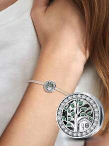 1 件时尚 925 纯银无限生命之树串珠适合女士手链手镯 DIY 珠宝制作和日常服装搭配珠宝装饰适合女孩