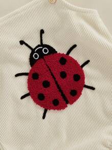 Baby Romper, Sleeveless Embroidery Ladybug Bee Fruit Mushroom Bodysuit Overalls For Girls Boys - Màu be - Xem 6