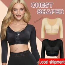 S-5XL Big Size Arm Shaper For Women Post Surgery Push Up Bra Compression Long Sleeves Corset Corrector Front Closure Seamless Shapewear Womenswear Comfort