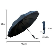 Automatic Umbrella Rubberized Handle Style Blackout UV - Azul Marino - Ver 6