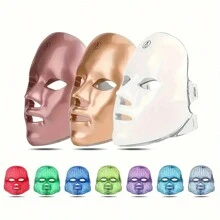 7-Color LED Light Photon Facial Mask, Rechargeable Touchscreen Adjustable Photon Therapy Face Mask, Soft Silicone Portable Home Facial Beauty Device, Best Gift For Valentine's Day - White - View 6