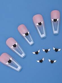 10 件油滴翅膀指甲饰品金属黑色指甲用品个性化美甲 3D 指甲宝石适合 DIY 美甲沙龙和个人使用 - 黑色 - 查看 1