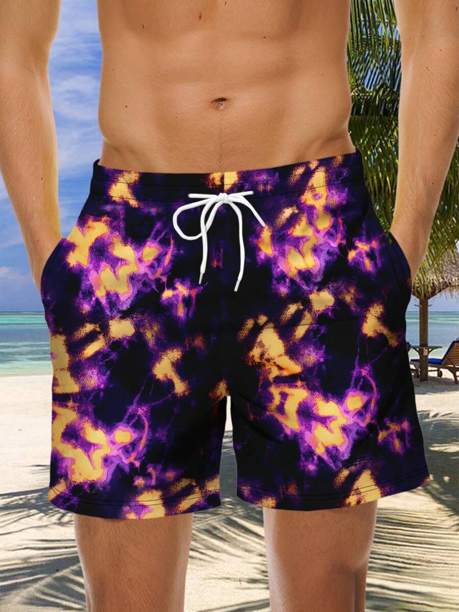 Manfinity Swimmode 男式扎染印花沙灘短褲