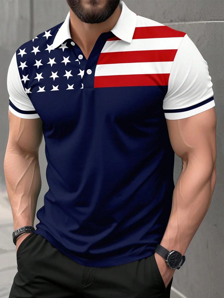 Men's Business Casual Fashion Short Sleeve Polo Shirt - Multicolor - View 1