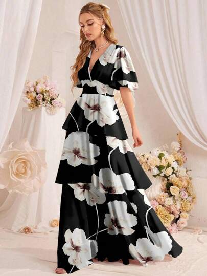 V-Ausschnitt Arabischer Dubai Stil lässiges Kleid für den Tourismus