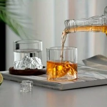 4 pièces Tasse à whisky inspirée de la montagne, en verre borosilicaté transparent durable et facile à nettoyer, sans assemblage requis