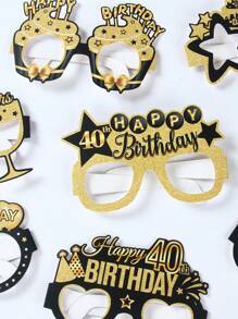 8 piezas Gafas de papel negras y doradas para fiesta de cumpleaños 40, accesorios de foto de fiesta de cumpleaños, decoración y suministros para fiesta de 40 cumpleaños, artículos de fiesta feliz cumpleaños, decoración del hogar y de la habitación