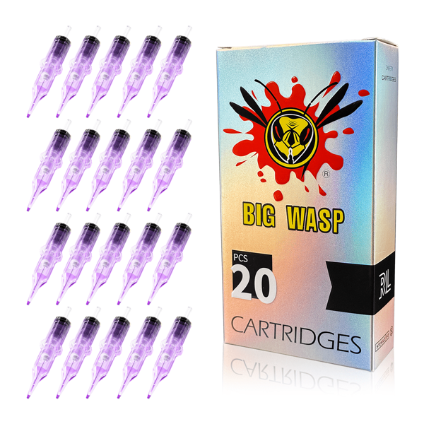 20 pièces/Boîte Aiguilles de tatouage jetables GROS FRELON/Violet, convient pour le stylo à tatouage et le tatouage idéal