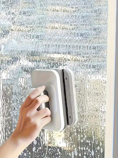 Practical Adsorption Strong Magnetic Double-Sided Window Cleaner, Anti-Pinch Design, Universal Hand-Held Window Cleaner For Single Thick Windows - ABS Material (Not Suitable For Double-Glazed Windows)