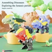 适合 3 岁以上儿童的恐龙玩具，可拆解的益智建筑套装，适合儿童的玩具，配有软子弹和钻头，适合 3 岁以上男孩和女孩的圣诞节生日礼物 - 彩色 - 查看 8