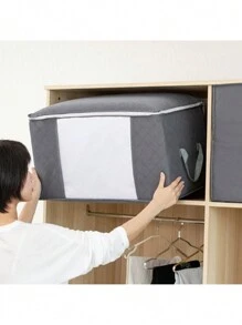 Classic Style Canvas Storage Box With Zipper - Multipurpose Non-Waterproof Rectangle Organizer For Clothes And Accessories, Under-Bed Storage - Multicolor - View 6