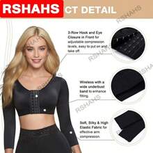 S-5XL Big Size Arm Shaper For Women Post Surgery Push Up Bra Compression Long Sleeves Corset Corrector Front Closure Seamless Shapewear Womenswear Comfort