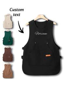 1 stuk gepersonaliseerd vest schort waterdicht en oliebestendig mode catering koffie supermarkt speciale werkkleding, schort voor keuken, thuis, schort vrouwen, vader vader cadeau, gepersonaliseerde cadeaus op maat
