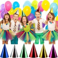 20 Pcs Colorful Birthday Party Hats Party Cone Hats Metallic Foil Cone Hats Birthday Paper Hats (5 Colors) - Multicolor - View 2