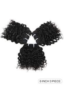 3pcs Jerry Curl Wave Hair Extensions, Natural Color, Short Wavy Bob Style - SNatural - View 5