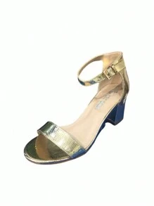 Solid Color Strap Casual Versatile Fashion High Heel Sandals - Gold - View 2