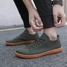 Road Running Shoes, Breathable Fabric Hiking Camping Shoes, Wide Toe Box Outdoor Sneakers, Comfortable Lightweight Gym Non-Slip Low-Top Lace-Up Sports Shoes For Women, Minimalist Barefoot Style - Army Green - View 5