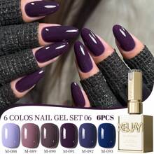 XEIJAYI XEIJAYI 6Pcs 15ML Jelly Ice Transparent Nude Green Blue Green And Colorful And Pure Gel Nail Polish Set Peelable UV LED Gel Polish, Glossy Finish, For Nail Salon And DIY For Beginners