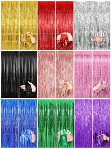 2 Stücke - 1*2m Metallic Folien Fransen Vorhang, Hintergrund Schimmer Quasten Vorhang für Hintergrundwand, Schwarz, Weiß, Gold, Silber, Rot, Pink, Grün, Roségold, Lila, Blau Quaste Vorhang geeignet für Neujahr, Geburtstag, Valentinstag, Hochzeit, Verlobung, Party Hintergrund, Abschluss, Halloween, Junggesellinnenabschied, Jubiläumsdekoration, Erwachsene Satin transparenter Vorhang