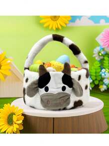 子供用イースターバスケット かわいいぬいぐるみ牛 イースターぬいぐるみバスケット イースターぬいぐるみバスケット 卵探し袋 イースターの装飾 イースターのギフト - マルチカラー - チェックする 3