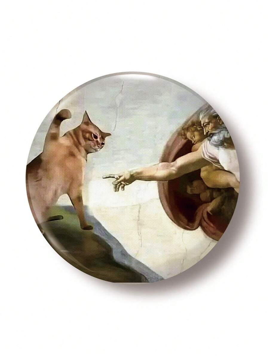 1 pièce Épinglette de sécurité avec motif de chat amusant de 4,4 cm/1,73 pouces. Épingle de bouton convenant pour fixer sur des vêtements, sacs, sacs à dos. Cadeau amusant pour les amis et la famille