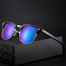 Classic Rivet Design Glasses, Retro Square Frame Fashion Glasses, Unisex Fashion Eyewear - Same Style, Multiple Colors - View 6