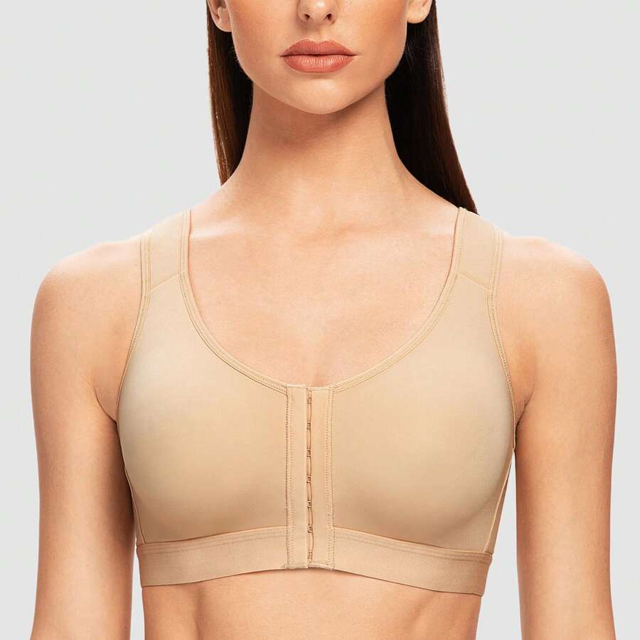 MELENECA MELENECA Women's Front Closure Wirefree Post Surgery Plus Size Back Support Posture Bra