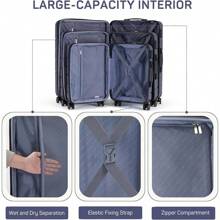 28 Inch Luggage Suitcase With TSA Lock, Hard Shell Rolling Suitcase With Spinner Wheels, Expandable Lightweight Luggage, Black