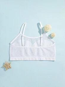 2 件纯色性感女士透明网眼运动文胸、内衣