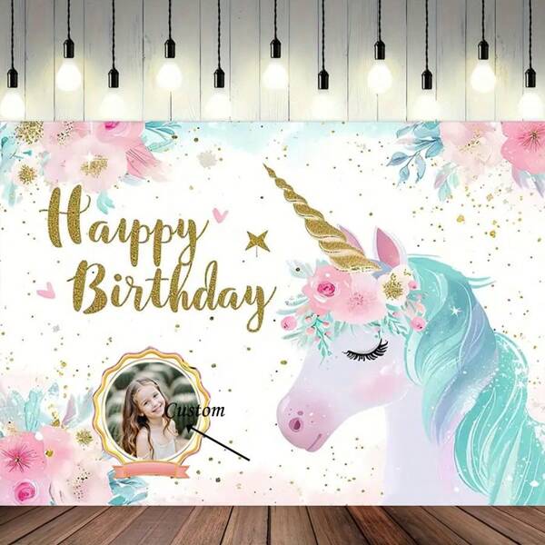 Customized Unicorn Birthday Party Banner - Personalize Your Image - Indoor/Outdoor Porch Decoration, Birthday And Anniversary Party Photo Booth Backdrop,Multi-Functional, ,Anti-Mold,Ornamental,Reusable,Exquisite,Stylish,High-Quality,Adorable,Modern,Custom,Unique,Personalized,Ideal Gifts For Him,Ideal Gifts For Her,Her,Boyfriend,Girlfriend,Dad,Mom,Family,Friends,Son,Daughter,Kids,For Anniversaries,For Birthdays,For Housewarming,For Graduation,Kitchen,Dining Room,Bedroom,Office,Living Room,Home,Garden,Tea Room