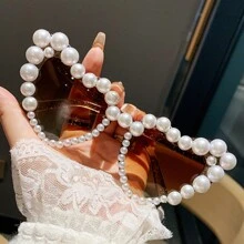 Óculos da Moda para Mulheres com Pedras Strass em Forma de Coração e Pérolas Falsas, Adereços para Fotos na Praia, Estilo Europeu e Americano para Férias de Verão na Praia, Ao Ar Livre, Viagem