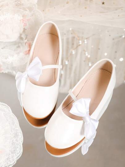 Children's Flat Comfortable Double Row Diamond Solid Color Princess Shoes