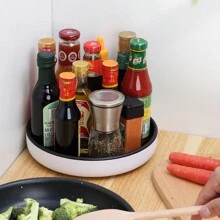 Anti-Skid Turntable Organizer, 360° Rotatable Turntable Display Rack, Pantry Organization Storage Tray, Multifunctional Spinning Rack For Cabinet Table Top - Grey 30CM - View 7