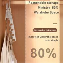 3/1PC 多功能折叠衣架节省空间，可调节垂直和水平衣服收纳架，带有多个孔，用于衣柜储存的塑料衣架，可折叠设计，方便使用和储存，节省空间的壁橱收纳架，非常适合悬挂衬衫、裤子和配饰，非常适合家庭和公寓。