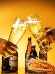 1 Piece, Personalized Glass Beer Mug, 16.91 Oz Glass Water Cup With Initials (A-Z) And Customizable Name, Iced Coffee Cup, Water Cup For Juice, Milk, Tea, Etc., Summer And Winter Wine Set, Christmas Gift