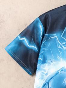 Tween Boy 3D Print Graphic Short Sleeve T-Shirt, Streetwear Style For Spring/Summer - Multicolor - View 4