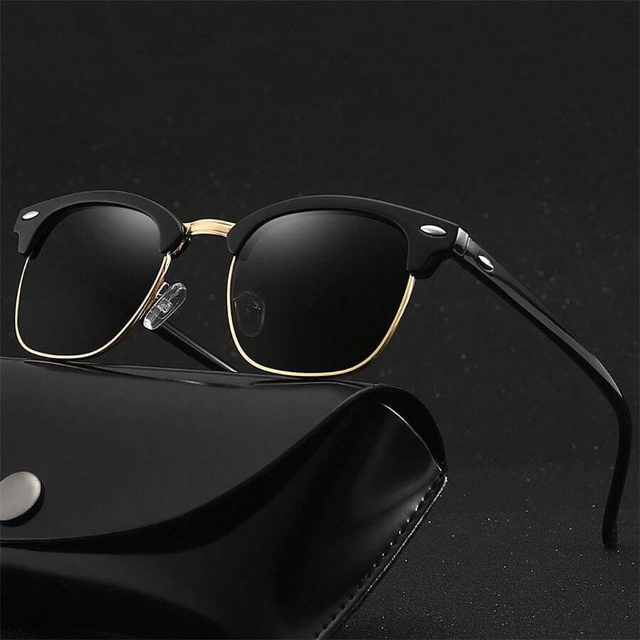 Classic Rivet Design Glasses, Retro Square Frame Fashion Glasses, Unisex Fashion Eyewear